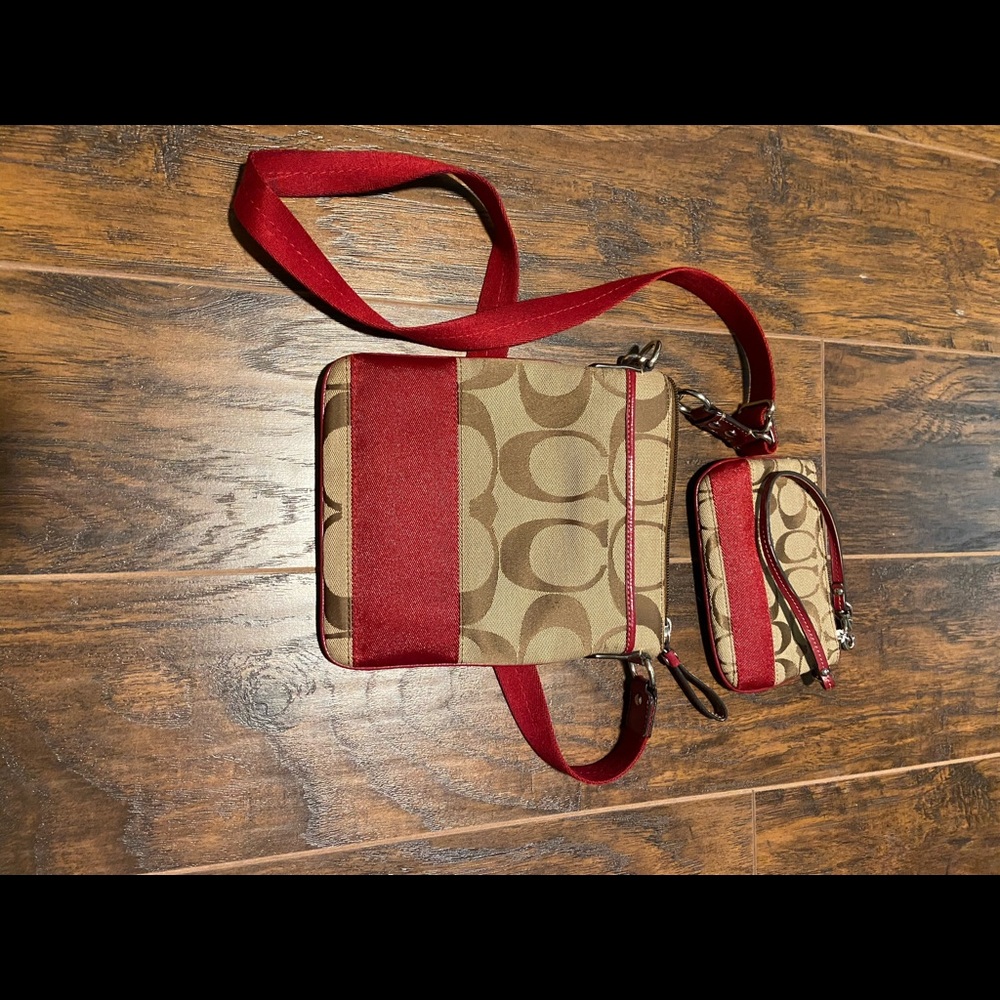 coach clutch and wallet set